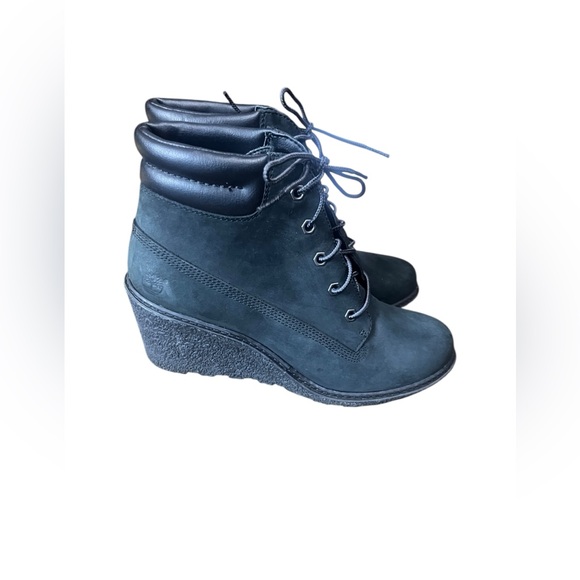 Black Leather Timberland wedges - Picture 3 of 11